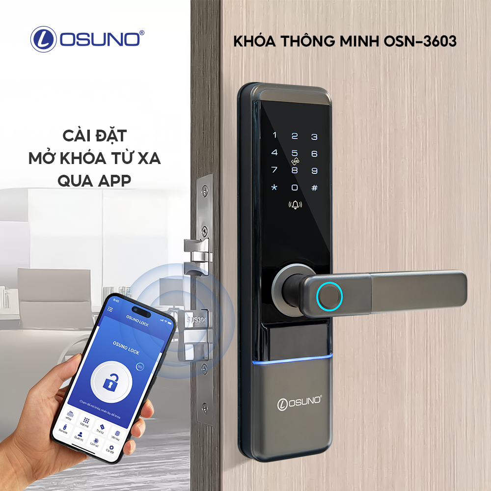 Khóa Thông Minh Osuno OSN-3603 6 Chức Năng Mở Khóa