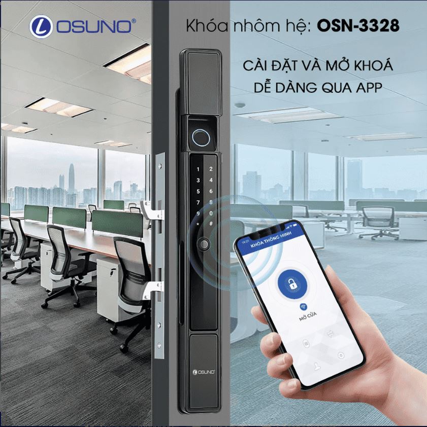 Khóa Vân Tay Cửa Nhôm Kính Tự Động OSN-3328