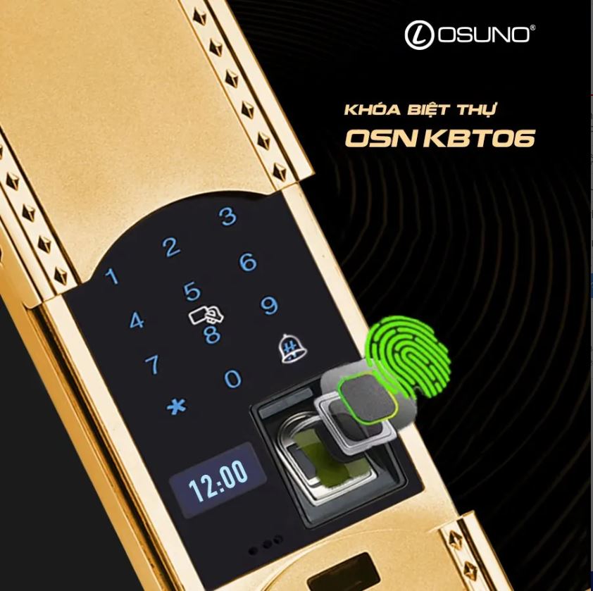 Khóa Vân Tay Cho Biệt Thự Đồng Mạ Vàng 24K OSN-KBT06