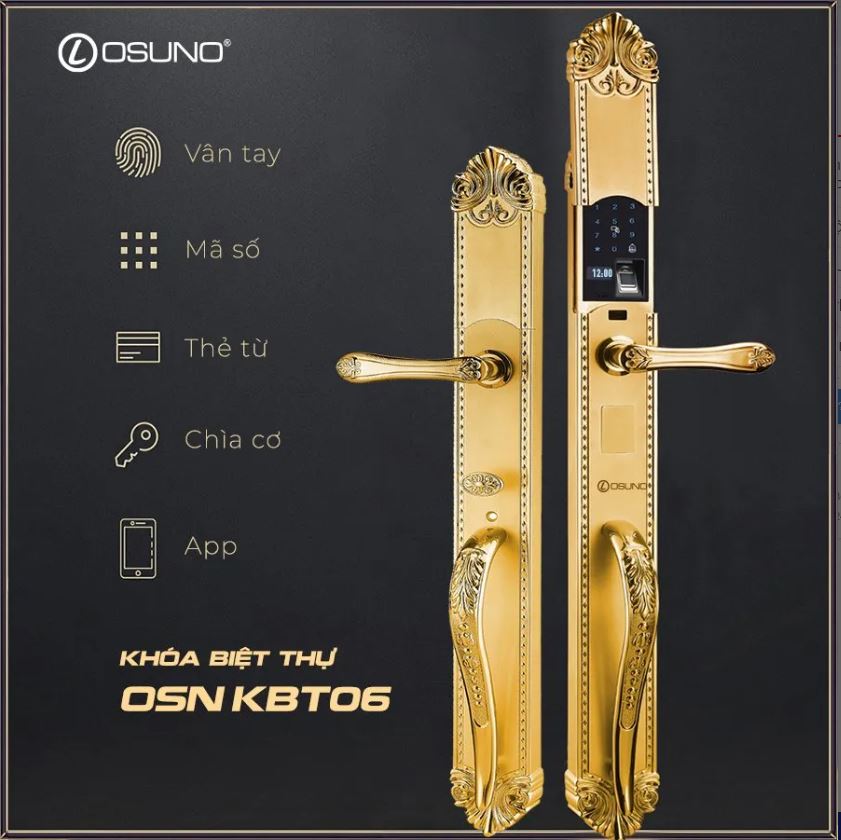 Khóa Vân Tay Cho Biệt Thự Đồng Mạ Vàng 24K OSN-KBT06