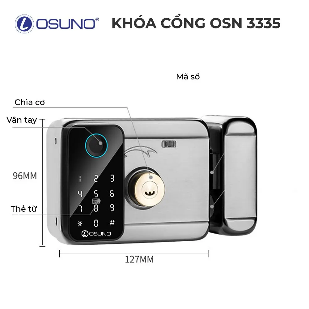 Khóa cổng vân tay 2 chiều OSN-3335 5 Chức Năng
