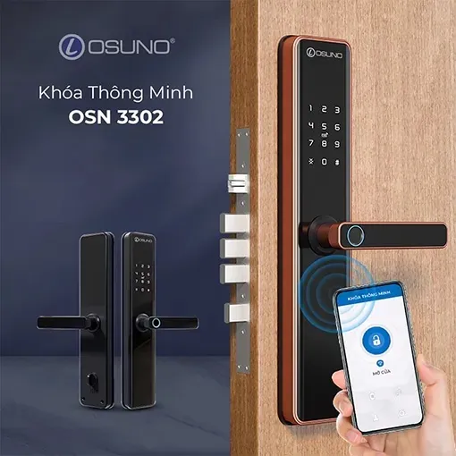 Khóa Cửa Vân Tay Mở Khóa Từ Xa Qua App OSN-3302