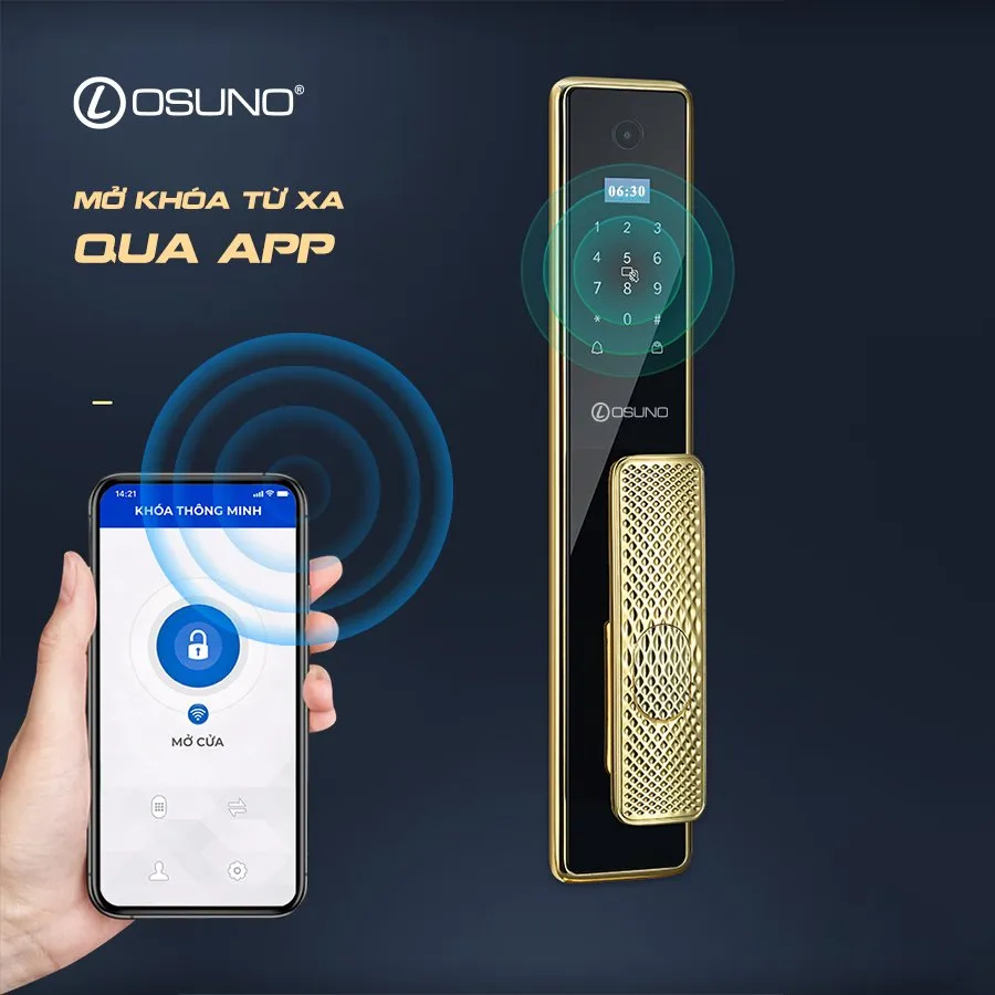 Khóa Cửa Vân Tay Đồng Mạ Vàng 24K OSN-KBT08