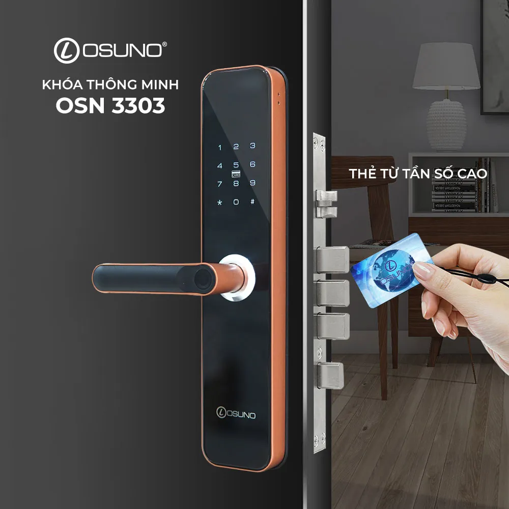 Khóa Cửa Điện Tử Quản Lý Và Mở Qua App Tiếng Việt OSN-3303
