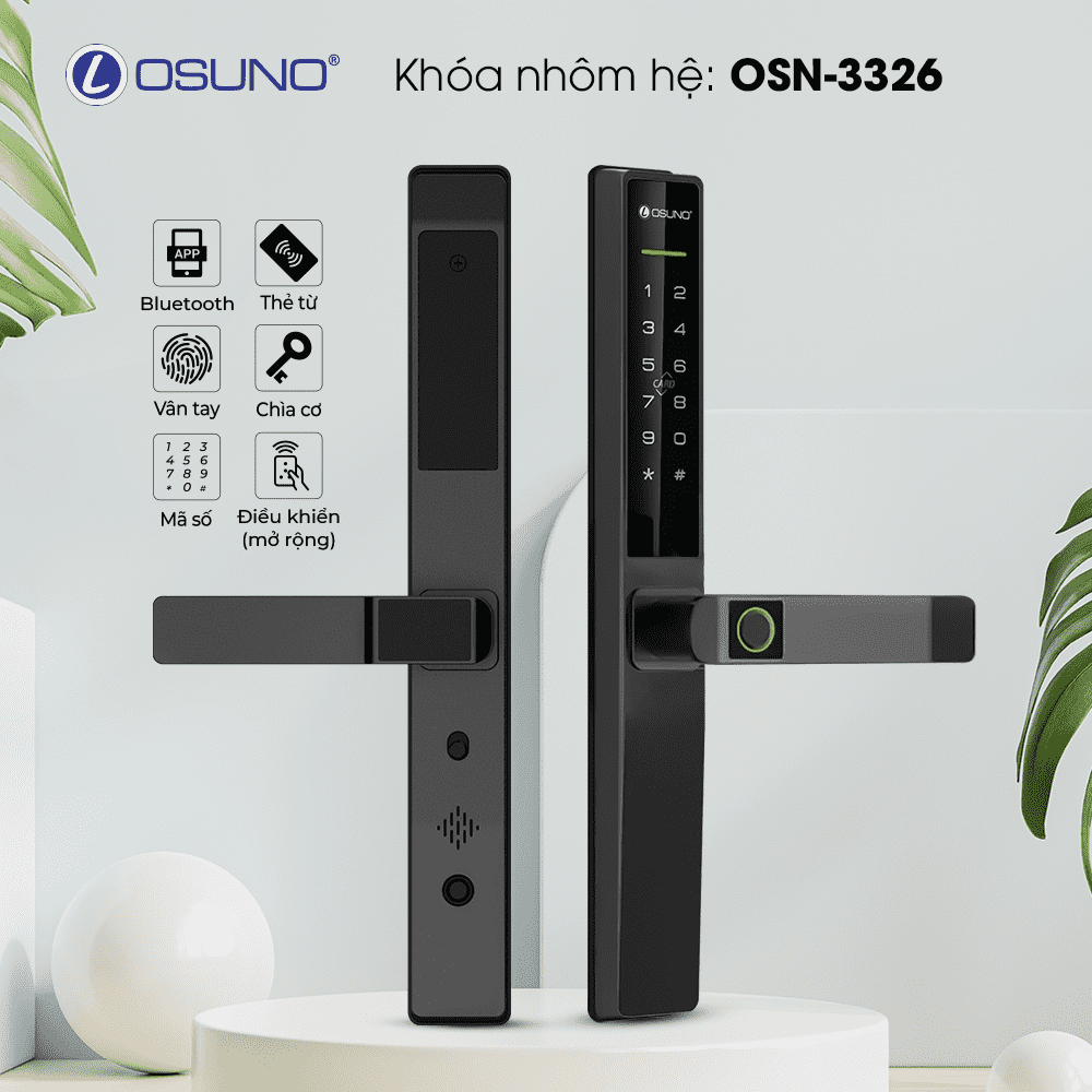 Khóa Vân Tay Nhôm Kính Chống Nước OSN-3326