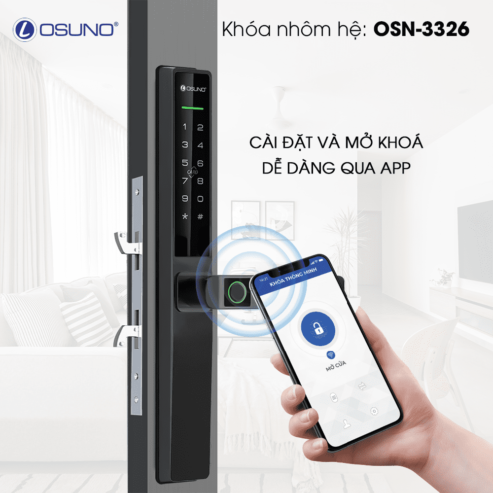 Khóa Vân Tay Nhôm Kính Chống Nước OSN-3326