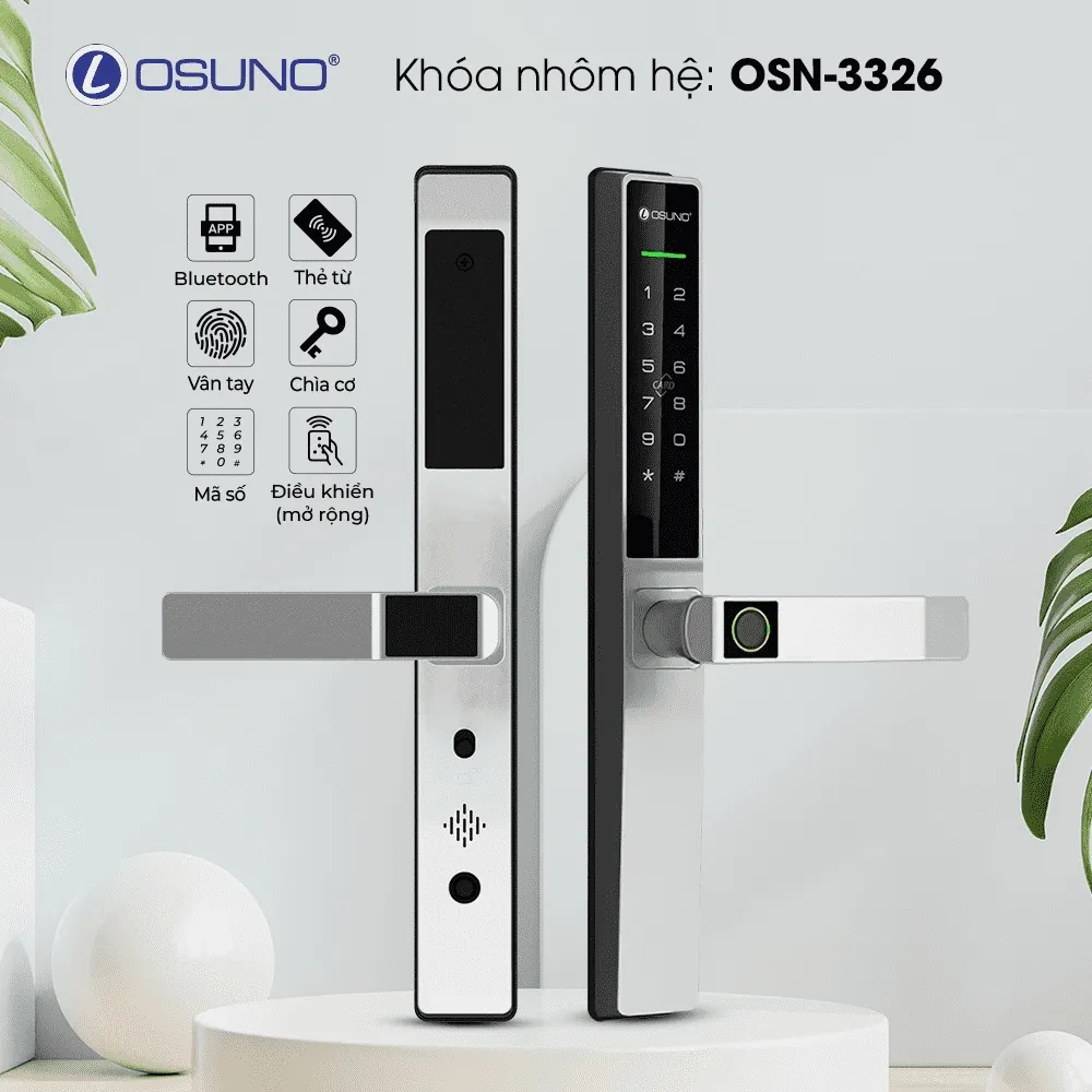 Khóa Vân Tay Nhôm Kính Chống Nước OSN-3326
