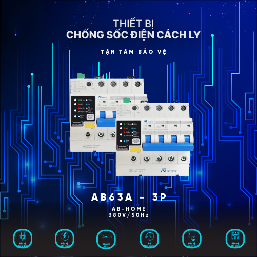 Thiết bị chống sốc điện cách ly 3 pha AB63A/ AB100A